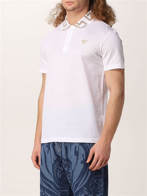 versace polo white|versace men's polo shirt sale.